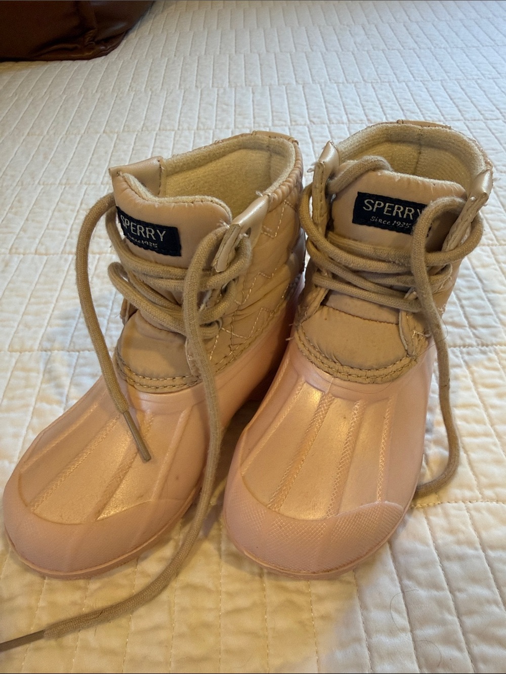 Sperry Kids Blush Pink Waterproof Duck Boots